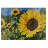 Zonnebloemen Schilderd hek Snijplank (Voorkant)