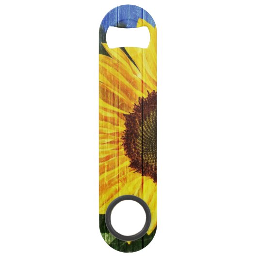 Zonnebloemen Schilderd hek Speed Flessenopener (Voorkant)