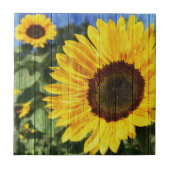 Zonnebloemen Schilderd hek Tegeltje (Voorkant)