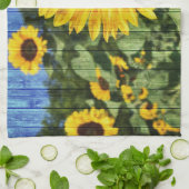 Zonnebloemen Schilderd hek Theedoek (Gevouwen)