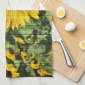 Zonnebloemen Schilderd hek Theedoek (Quarter Fold)