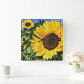 Zonnebloemen Schilderd hek Vierkante Klok (Huis)