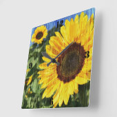 Zonnebloemen Schilderd hek Vierkante Klok (Hoek)