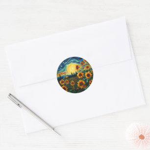 Zonnebloemen Schilderij Van Gogh Ronde Sticker