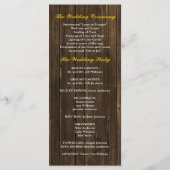 Zonnebloemen Schuur Hout Wedding Programma Programmakaart (Achterkant)