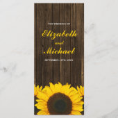 Zonnebloemen Schuur Hout Wedding Programma Programmakaart (Voorkant)