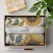 Zonnebloemen Script Ephemera rustieke hout Decoupa Tissuepapier (Geschenk)