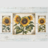 Zonnebloemen Script Ephemera rustieke hout Decoupa Tissuepapier (Voorkant)