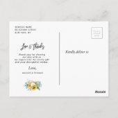 Zonnebloemen Script Navy Blue bruiloft dank u kaar Briefkaart (Achterkant)