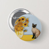 Zonnebloemen - Seal Point Siamese kat Ronde Button 5,7 Cm (Voorkant /achterkant)
