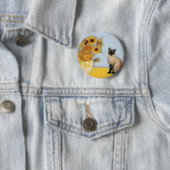 Zonnebloemen - Seal Point Siamese kat Ronde Button 5,7 Cm (In situ)