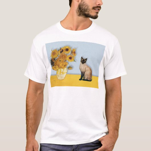 Zonnebloemen - Seal Point Siamese kat T-shirt (Voorkant)