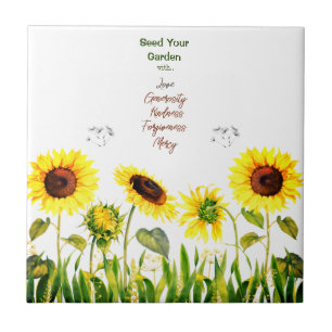 Zonnebloemen 'Seed Your Garden' Script Woorden Tegeltje