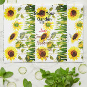 Zonnebloemen 'Seed Your Garden' Script Woorden Theedoek (Gevouwen)