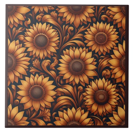 Zonnebloemen Seizoen Tegeltje (Voorkant)