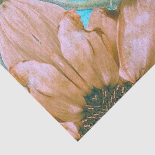 Zonnebloemen Sepia Blauwgroen Floral  Antiek Tissuepapier (Detail)