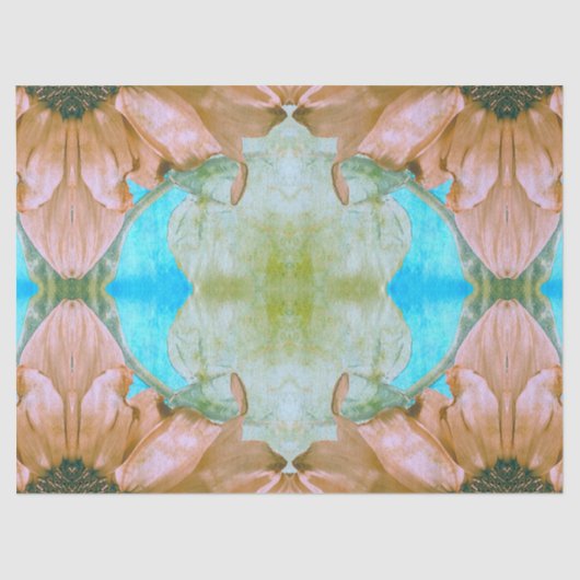 Zonnebloemen Sepia Blauwgroen Floral  Antiek Tissuepapier (Voorkant)