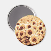 Zonnebloemen - sepia tone, kameel en bruin magneet (Voorkant / Achterkant)