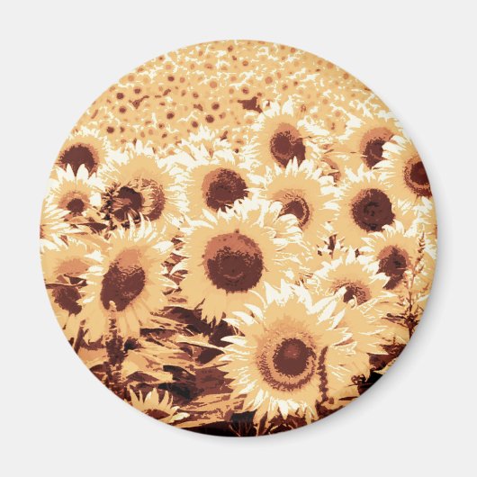 Zonnebloemen - sepia tone, kameel en bruin magneet (Voorkant)