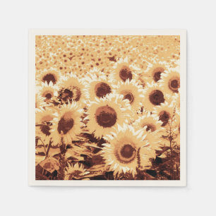 Zonnebloemen - sepia tone, kameel en bruin servet