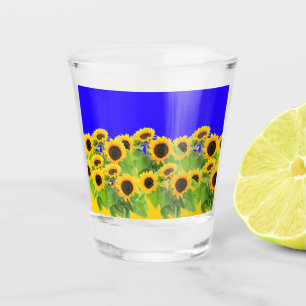 Zonnebloemen Shot glas Oekraïne vlag kleuren vrijh