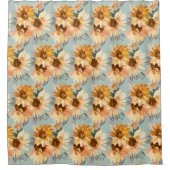 Zonnebloemen Showgordijn Douchegordijn (Voorkant)