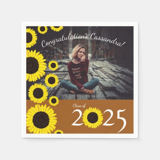 Zonnebloemen Sinaasappel van de Gradupartij Rust Servet (Voorkant)