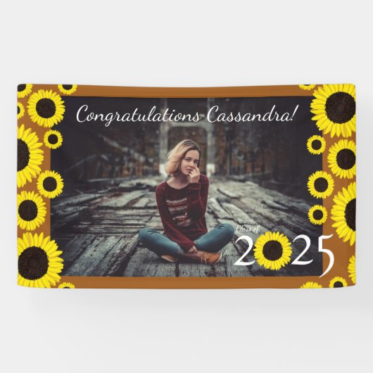 Zonnebloemen Sinaasappel van de Gradupartij Rust Spandoek (Horizontaal)