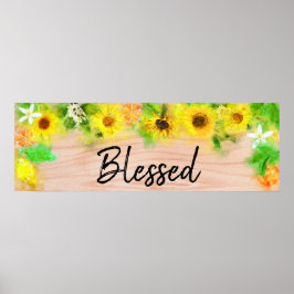 *~* Zonnebloemen Sinaasappels Rustic Wood zonder h Poster