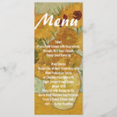 Zonnebloemen Skinny Wedding Table Menu (Voorkant)