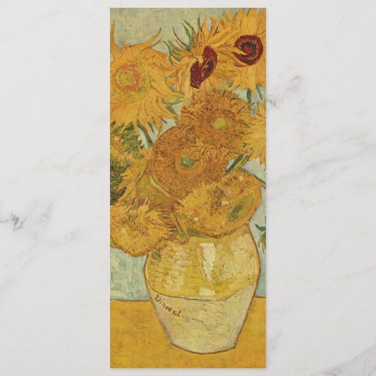 Zonnebloemen Skinny Wedding Table Menu (Achterkant)