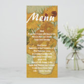 Zonnebloemen Skinny Wedding Table Menu (Staand voorkant)