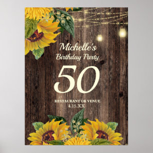 Zonnebloemen Slingerlichten 50e Verjaardag Elke Le Poster