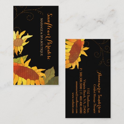 Zonnebloemen Spa Boutique Visitekaartjes (Voorkant / Achterkant)