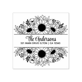 Zonnebloemen split monogram thema rubberstempel