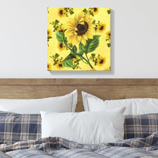 zonnebloemen Square Wall Art Canvas Afdruk (Insitu (Slaapkamer))
