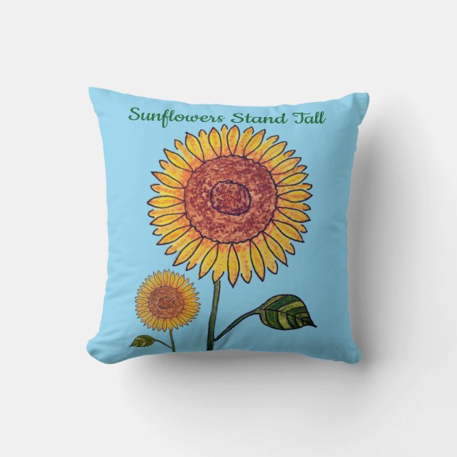 Zonnebloemen Staan Rechtop   Kussen (Voorkant)