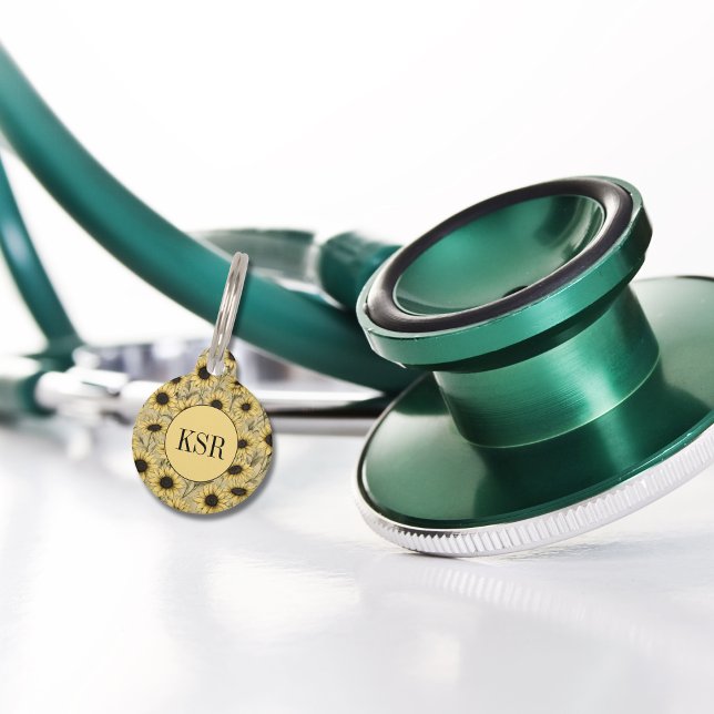 Zonnebloemen Stethoscoop ID Label Huisdierpenning (Creator heeft geüpload)