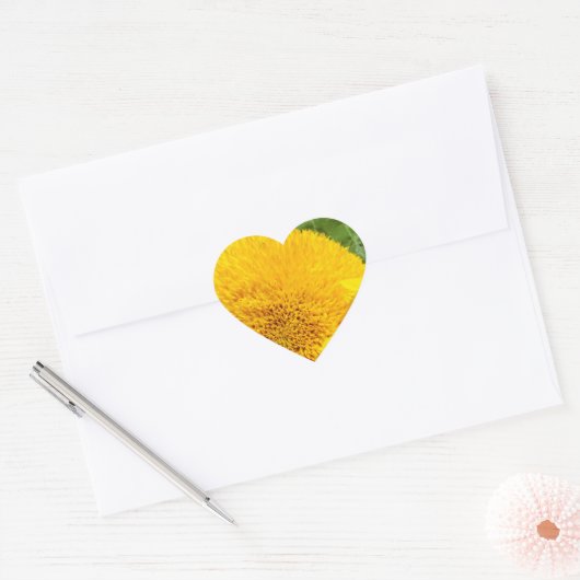 Zonnebloemen Stickers Hartvorm aangepast (Envelop)