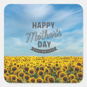 Zonnebloemen Stijlvol Elegant Beste Mam Ooit Bloem Vierkante Sticker (Voorkant)