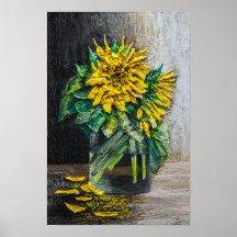 Zonnebloemen Stilleven Acrylschilderij 