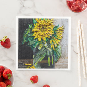 Zonnebloemen Stilleven Acrylschilderij Servet