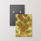 Zonnebloemen, Stilleven Olie Schilderij, Van Gogh Button (Voorkant / Achterkant)