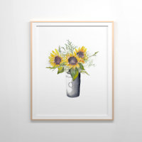 Zonnebloemen stilleven Waterverf schilderij