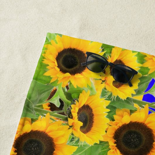 Zonnebloemen Strandlaken Oekraïne vlag kleuren (In situ)