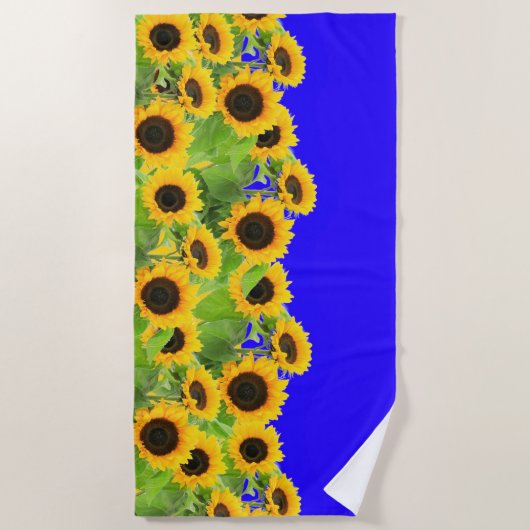 Zonnebloemen Strandlaken Oekraïne vlag kleuren (Voorkant)