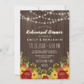 Zonnebloemen & Strijklichten Rustiek repetitie din Kaart (Voorkant)