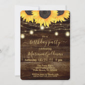 Zonnebloemen String Lights Birthday Party Invitati Kaart (Voorkant)