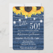 Zonnebloemen String Lights Blue 50th Birthday Part Kaart (Voorkant)