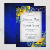 Zonnebloemen, String Lights Blue Pensioen Kaart (Voorkant / Achterkant)